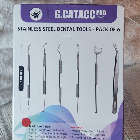 G. CATACC Pro Stainless Steel Dental (5.2 inches) Tools - Pack of 6 - Picture 1 of 4